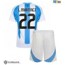 Camiseta Argentina Lautaro Martinez #22 Primera Equipación para niños Copa America 2024 manga corta (+ pantalones cortos)